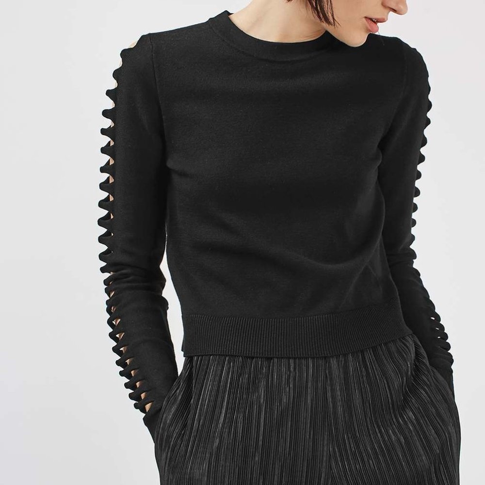 Topshop Ladder Sleeve Crop Sweater sz 8